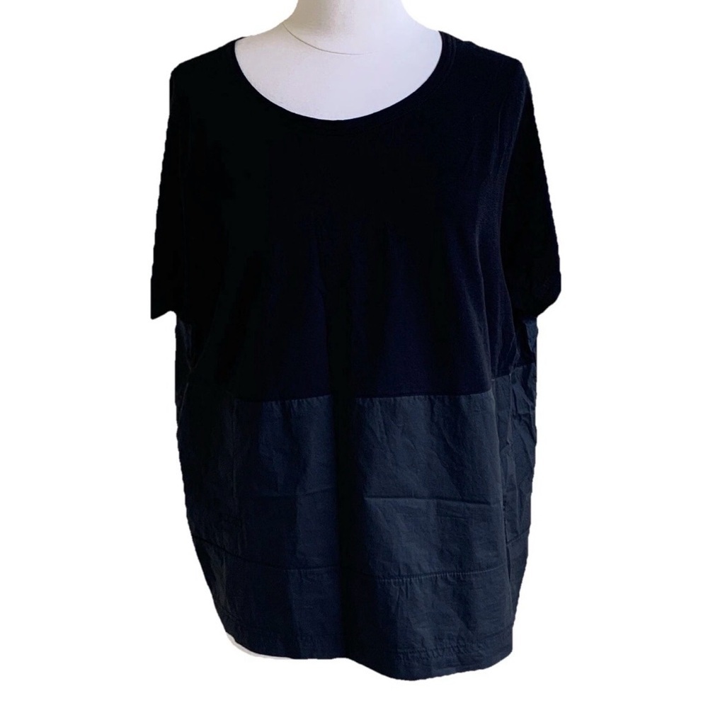 Annette Gortz Ann Cotton Blouse L Black Oversize Lagenlook Pockets Top Avant